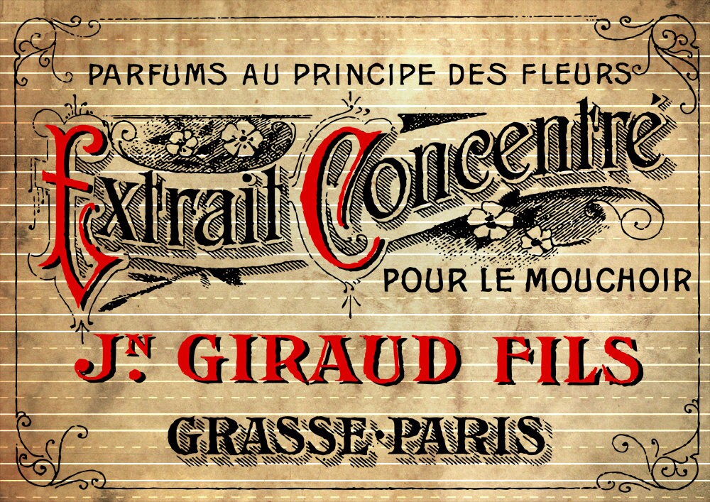 INSTANT DOWNLOAD - French Perfume Label Jn Giraud Fils (red) - Vintag…