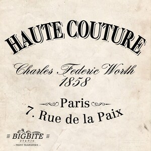 Water Decal Print transfer to furniture, wood or paper – Vintage French Advert: Haute Couture #006