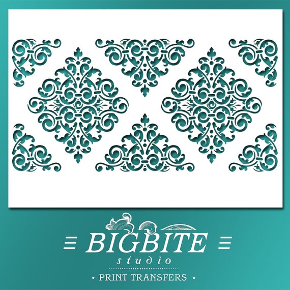 Prickly Corner BIG SIZES Reusable Stencil Wall Decor Border Nature Shabby J53