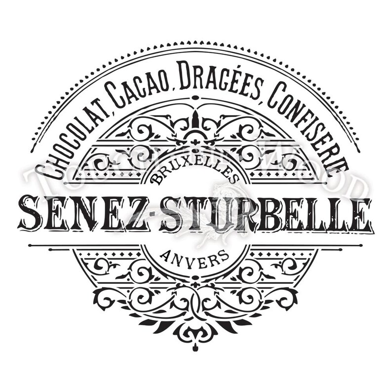 Vintage French Label for furniture, wood, paper Water Slide Decal Print Transfer Senez-Strubelle Chocolate #053