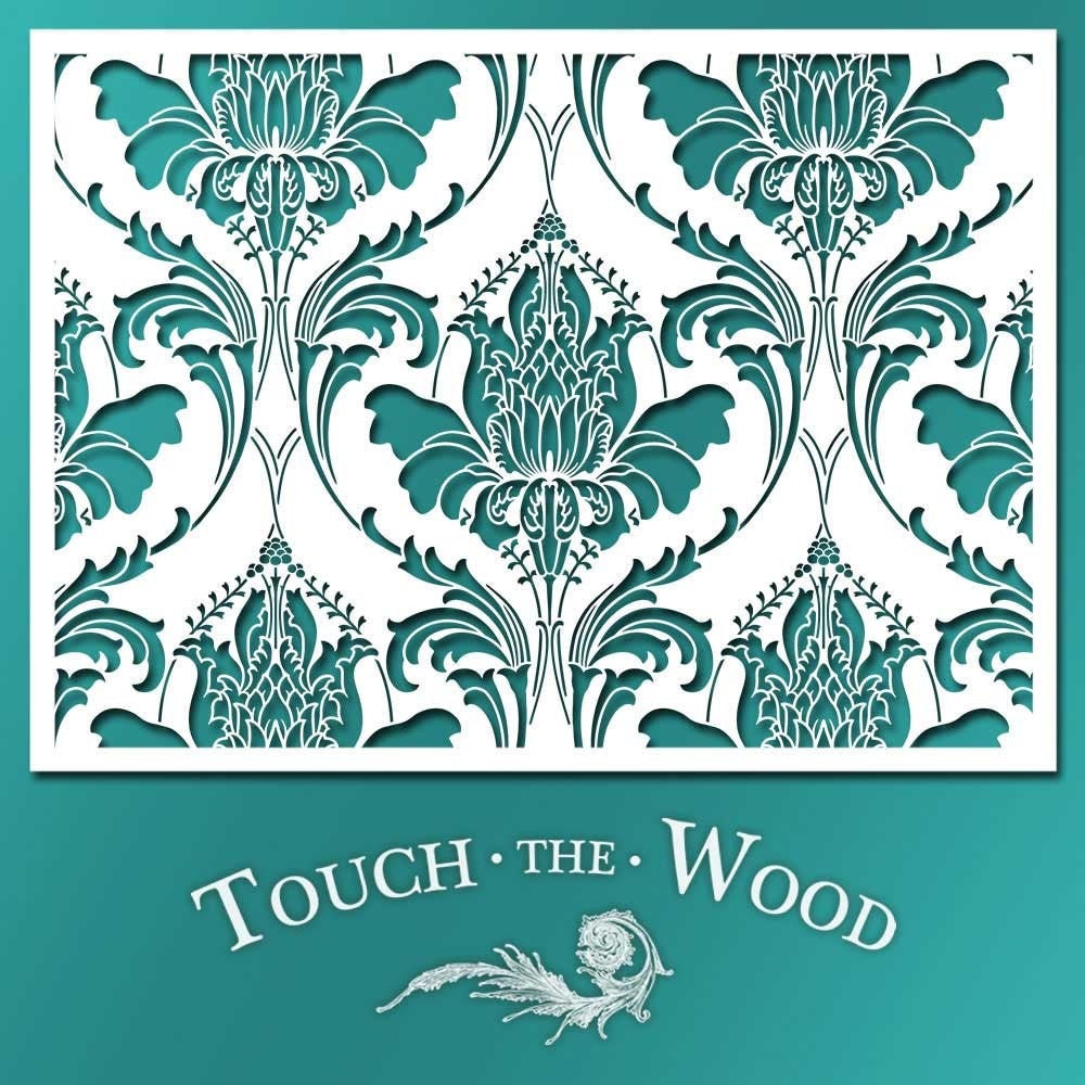 Floral Damask Pattern Stencil - Art Nouveau Wallpaper for Craft and DIY ...