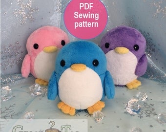 Penguin plushie pattern - PDF Cute plushie sewing pattern PDF