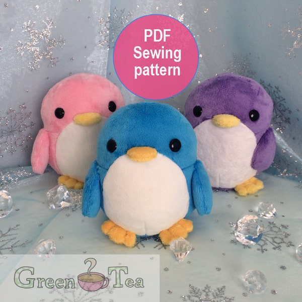 Penguin plushie pattern - PDF Cute plushie sewing pattern PDF