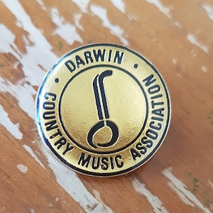 Darwin Country Music Association, vintage collectible hat pin, lapel enamel brooch, badge, vintage enamel brooch, music brooch pin country