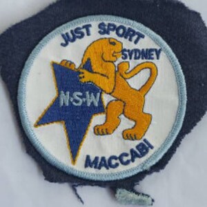 Just Sport Sydney NSW Maccabi, Just Sport Sydney NSW Maccabi-märke, vintage Just Sport Sydney NSW Maccabi-märke, Just Sport Maccabi-märke