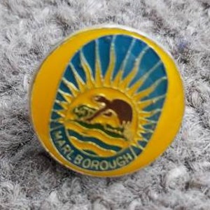 Marlborough vintage collectible hat pin, Marlborough lapel enamel goldtone badge, vintage WWF lapel pin, Vintage lapel pin, retro pin