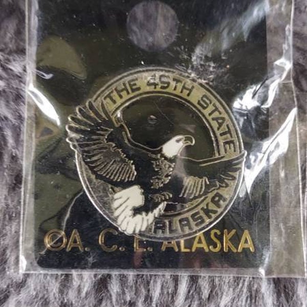 Alaska brooch, vintage collectible Alaska hat pin, Alaska lapel enamel brooch badge, Alaska badge, Alaska souvenir, Alaska collectible