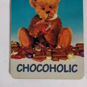 Chocoholic bear, I am a self confessed chocoholic, Fridge magnet vintage,teddy bear magnet, chocoholic magnet, bear fridge magnet, magnet