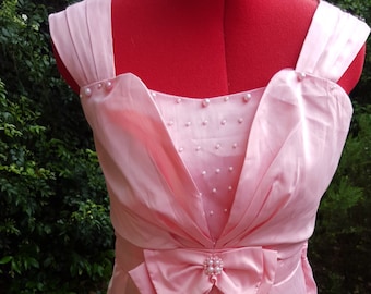 Dress vintage, handmade dress, pink sleeveless dress, satin dress, pink dress, sleeveless dress, satin dress, party dress, formal dress