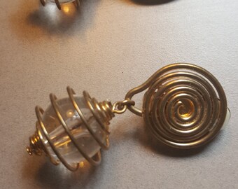 Boucles D'oreille Vintage En Plastique Imitation Ambre - Multicolore - Fermoir Clip