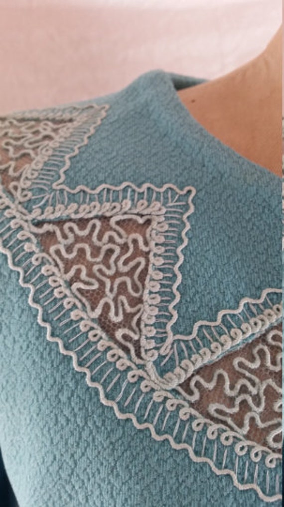 Susan Parsons Sydney retro crimp knit cerulean bl… - image 2