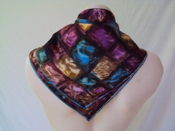 Vintage scarf with geometric pattern, beautiful s… - image 1