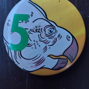 bird or dinosaur vintage collectible badge, bird badge, dinosaur badge, retro badge, vintage badge, collectible badge