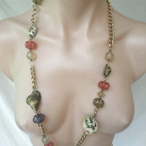 Vintage shell necklace, tribal necklace, unusual necklace, retro necklace, statement jewellery
