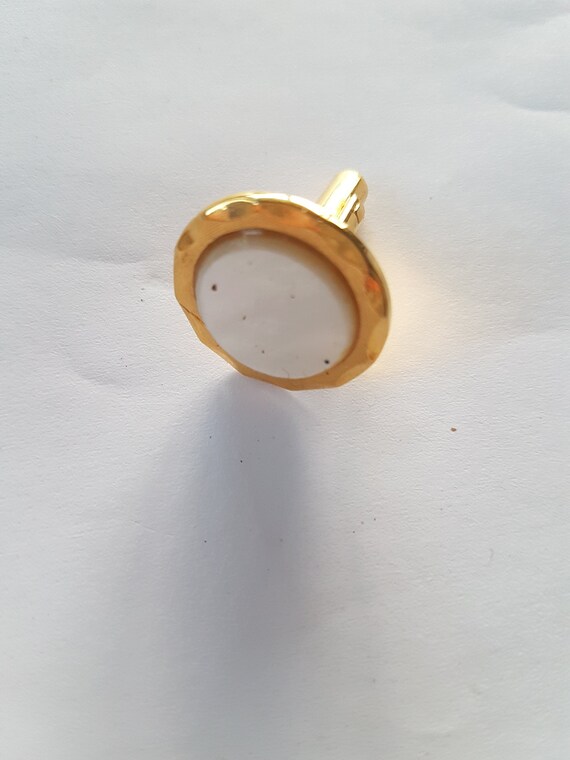 Cufflink vintage goldtone white plastic statement costume jewellery from  deceased estate