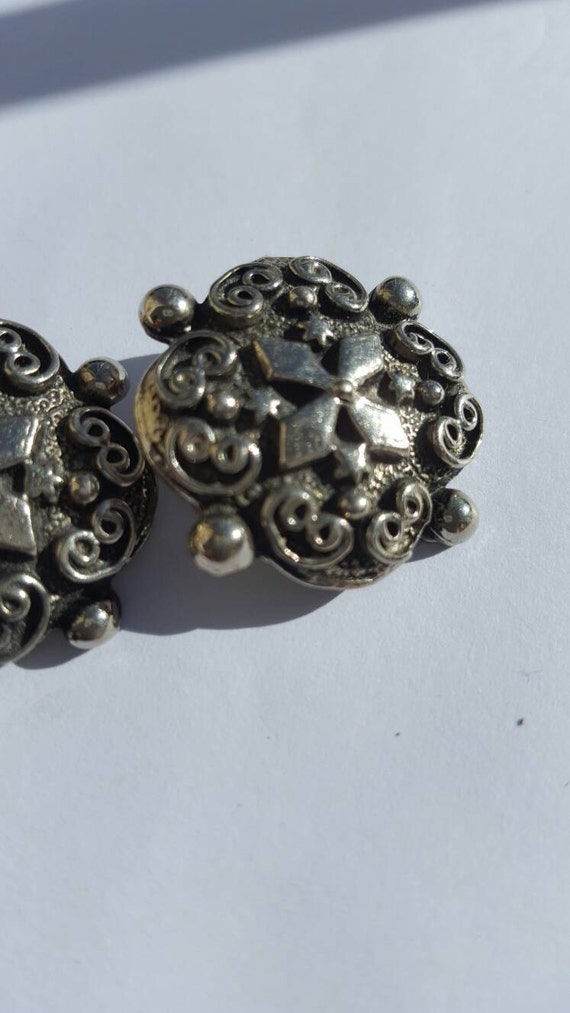 Earrings vintage silvertone statement glamour bea… - image 2