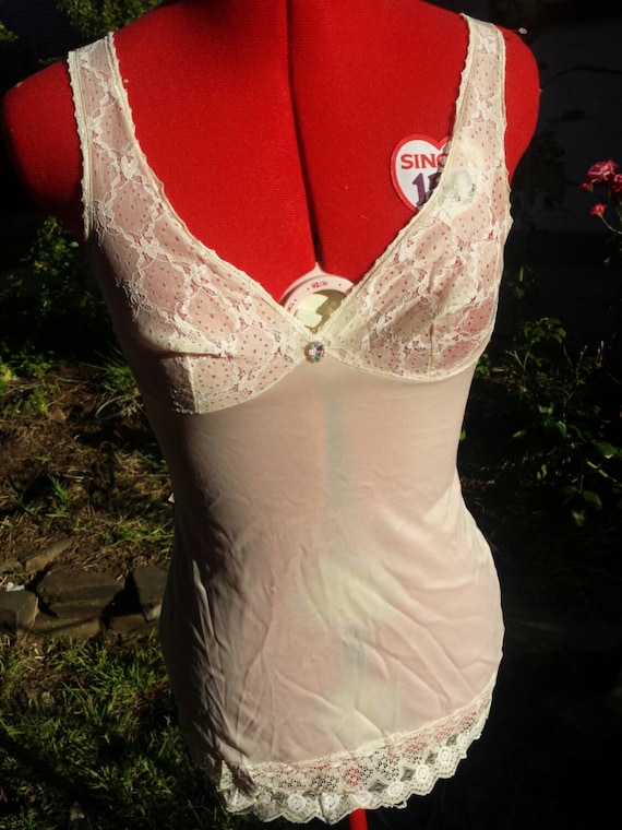 Neglige Petite Saucy Sexy Vintage Satin Flesh/bone Luscious Lovely Lingerie  Neglige Slip Delicate Divine Delicious Diva Sensual Soft Lace 