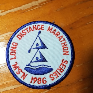 N.S.W Long Distance Marathon Series 1986 souvenirtyglapp vintage sömnads- och hantverksmaterial