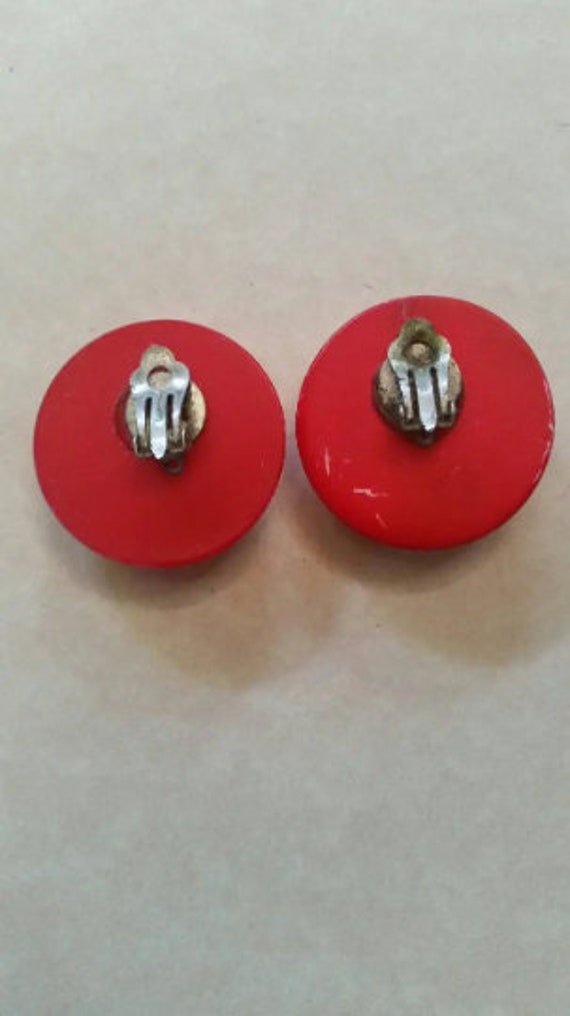 Vintage statement red white circular eighties nin… - image 3