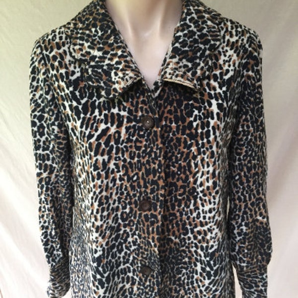 Vintage cat print jacket, cheetah print jacket, size 10
