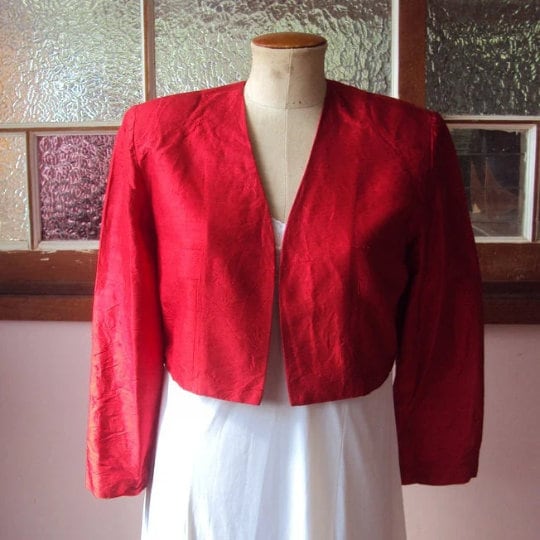 Ladies red bolero jacket sales