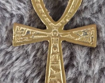 Ank necklace, Ank pendant vintage collectible, retro ank pendant, goldtone ank pendant necklace, ank religious necklace pendant, ank