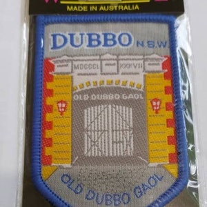 Dubbo tygmärke, tygmärke från gammalt Dubbo fängelse, tygmärke från Dubbo, souvenirtygmärke från gammalt Dubbo fängelse, vintage tygmärke från Dubbo, New South Wales