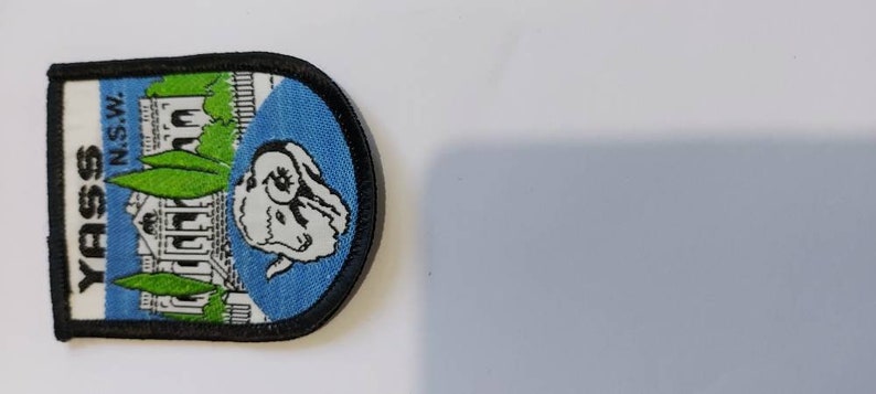 Yass NSW souvenir cloth patch retro Yass wool badge Yass cloth badge Yass NSW cloth badge Ram cloth patch vintage Yass cloth patch