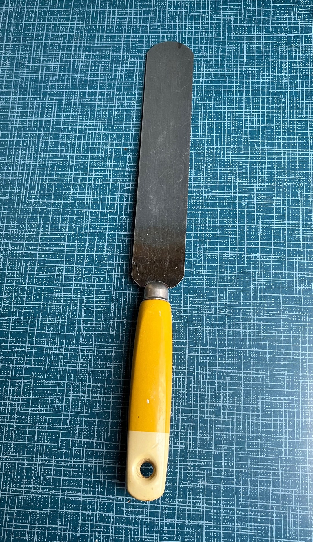 Vintage Retro Palette Knife Kitchen Utensil Yellow Wooden Etsy