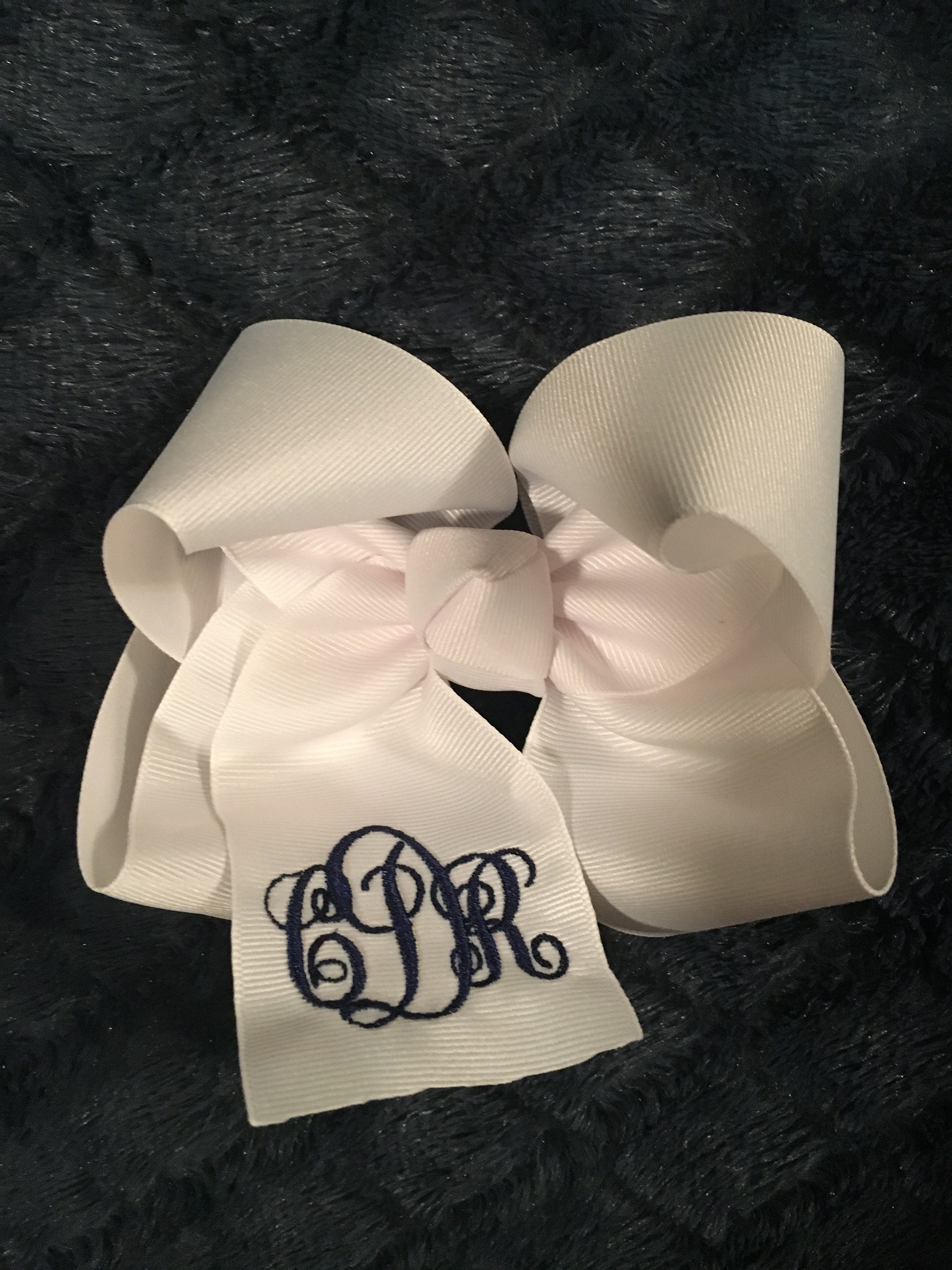 Large boutique hair bow with monogrammed initials Etsy