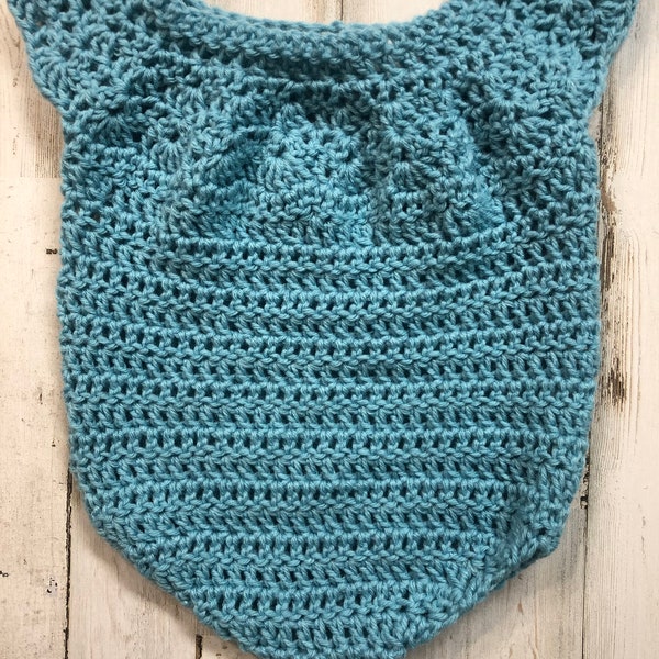 Baby Girl Crocheted Romper - Ready to Ship - teal crocheted onesie