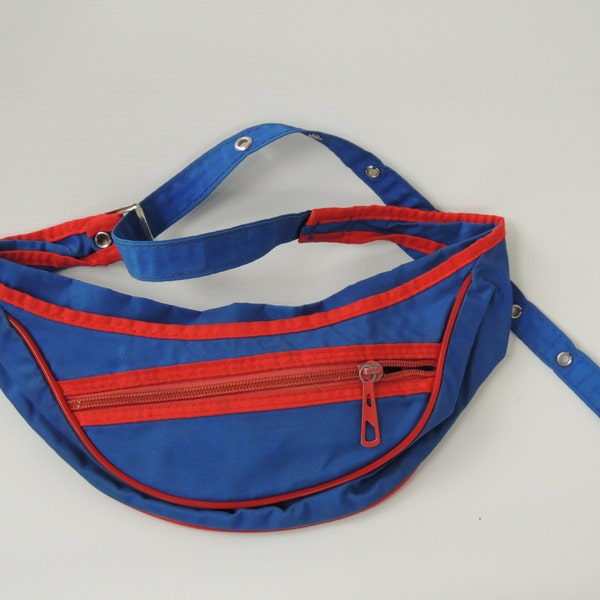 80 ' s Fanny Pack / / rouge bleu / / pochette / / tirette pouch / / sac de ceinture / / hip bag / / bum bag / / portefeuille taille