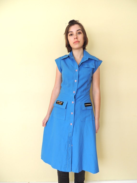 vintage 1970's U.S. military shirt dress fitted sh