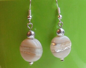 White Glass Lampwork Bead Earrings - Two Designs