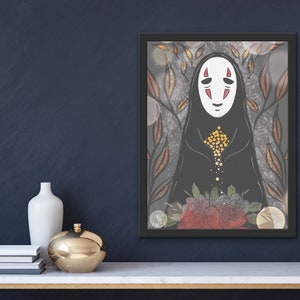 No face wall art/ wall decor/ studio ghibli art/ prints