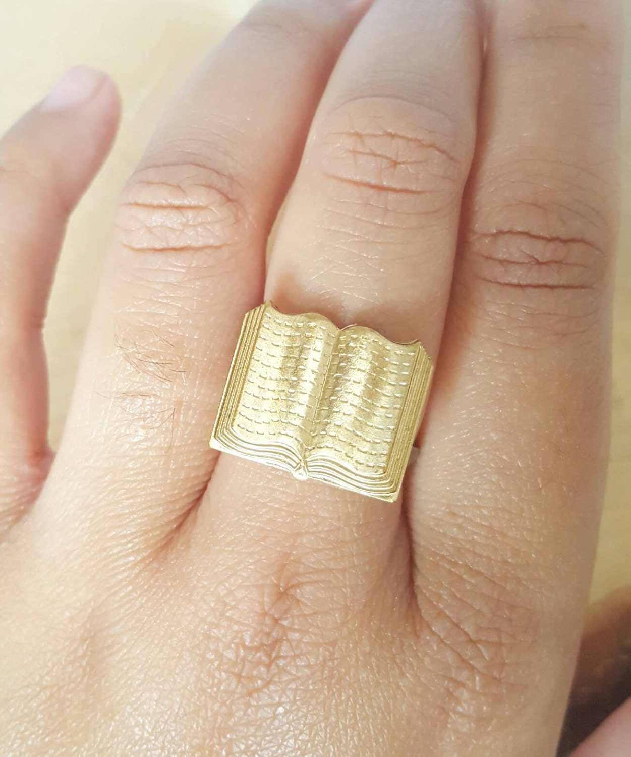 Book ring statement ring gold ring book statement ring Etsy