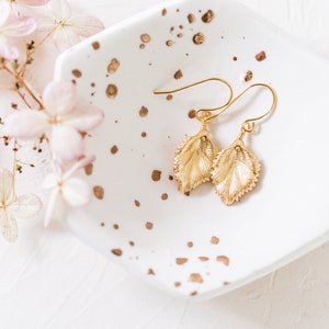 Gold Leaf Earrings Dangle, Dainty Gold Earrings, Gold Plated Leaf Earrings, Earring Gift, Leaf Drop Earrings, Minimalist Earrings gold