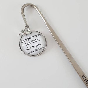 And though she be but little she is fierce, shakespeare quote, shakespeare gifts, literary gift quote bookmark, book lover gift, avid reader