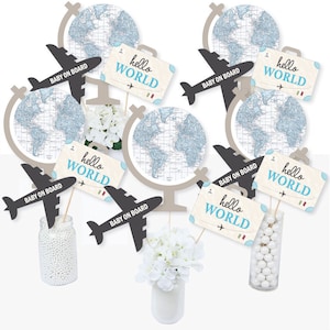 Precious Cargo - Blue - Boy Baby Shower Centerpiece Sticks - Table Toppers - Set of 15