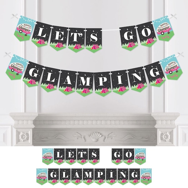 Let's Go Glamping - Camp Glamp Party Bunting Banner - Party Decorations