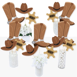 Western Hoedown Wild West Cowboy Party Centerpiece Sticks Table Toppers Set of 15 afbeelding 1