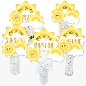 You Are My Sunshine - Centerpiece Sticks - Baby Shower Table Toppers - Sunshine Themed Birthday Party Supplies - Set of 15