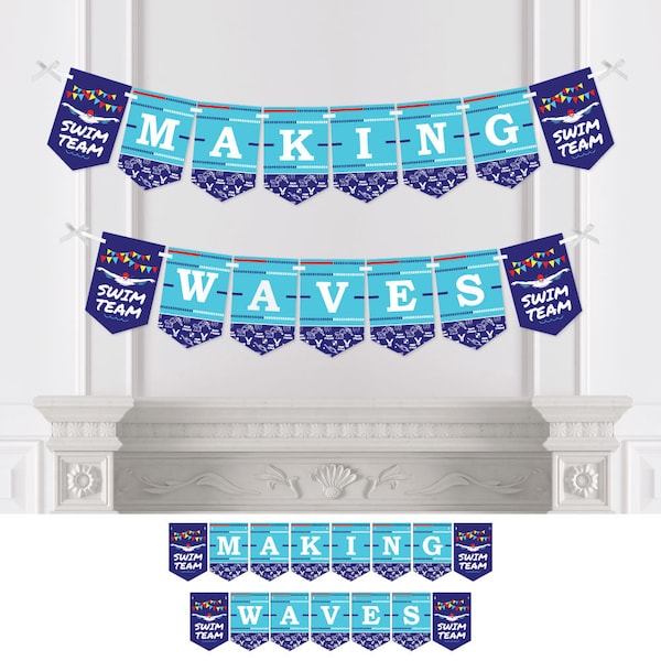 Making Waves - Swim Team - Swimming Party Bunting Banner - Party Decorations - Making Waves