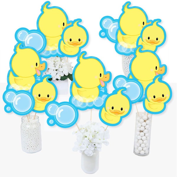 Ducky Duck - Centerpiece Sticks - Duck Baby Shower Table Toppers - Ducky Birthday Party Supplies - Table Toppers - Rubber Ducky - 15 Ct.