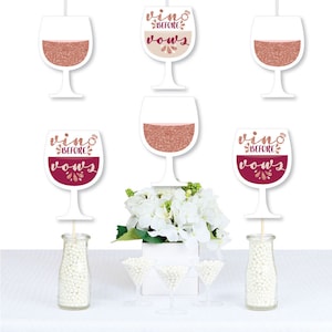 Vino Before Vows - Wine Glass Decorations DIY Winery Bridal Shower or Bachelorette Party Essentials - Set of 20