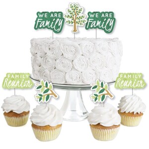 Family Tree Reunion Dessert Cupcake Toppers Family Gathering Party Clear Treat Picks Party Treat Picks Set of 24 image 1