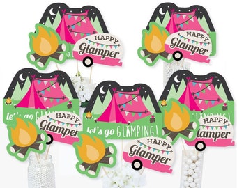 108 Camping Birthday Stickers Labels Party Kisses Candy Party Favors Scouts Camp