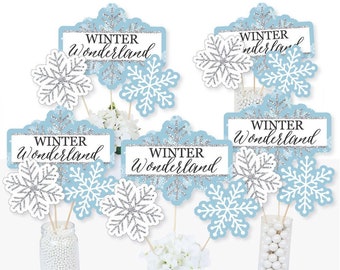 Winter Wonderland - Centerpiece Sticks - Holiday Snowflake Party & Winter Wedding Table Toppers - Winter Themed Party Supplies - 15 Ct.