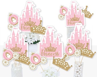 Little Princess Crown - Centerpiece Sticks - Princess Baby Shower Table Toppers - Princess Birthday Party Supplies - 15 Ct.