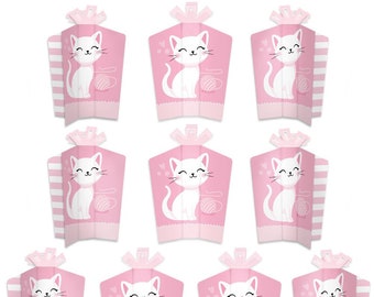 Purr-fect Kitty Cat - Table Decorations - Kitten Meow Baby Shower or Birthday Party Fold and Flare Centerpieces - 10 Count